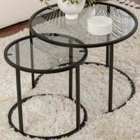 Ensemble de Tables Basses Aurum - 100% TEMPERED GLASS - Noir - 43 x 60 x 60 cm