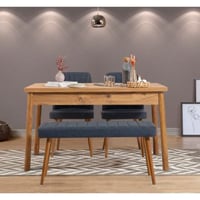 Costa Ensemble table et chaises (4 pièces) | 100 % MÉLAMINE | Pin Atlantique, bleu marine