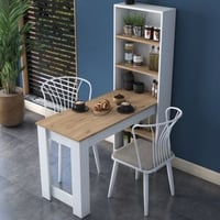 Locelso Table de cuisine | 100% Mélamine | Noyer blanc