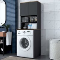 Armoire à laver Woody à la mode | 100% mélaminé | Noyer Anthracite