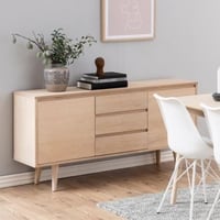Bahut Nalini 150cm, 2 portes & 3 tiroirs - chêne clair