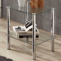 Table d'appoint Heiko 39x39cm - verre/chrome