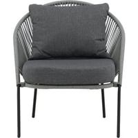 Fauteuil lounge Lindos Venture Design - Corde grise & structure noire - 85x73x78 cm