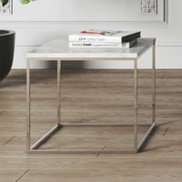 Table d'appoint Gleam 50x50 - marbre blanc/chrome