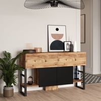 Dressoir Hinata-noir/bois de pin atlantique
