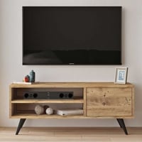 Meuble TV moderne avec beaucoup d'espace - Panneau de particules 100% mélaminé | Pin Atlantique