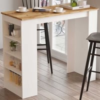 ST1 Table de bar | 100 % MÉLAMINÉ | Pin Atlantique, blanc