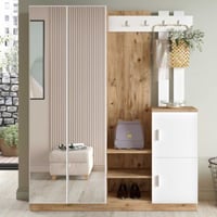 Elegant Hall Stand with Storage | 100% Melamine Coated | Atlantic Pine White