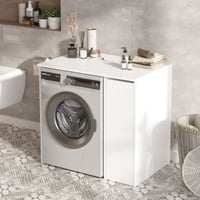 Locelso Armoire de salle de bain | 100% Mélamine | Epaisseur 18mm | Cadre métallique | Largeur 93 | Blanc