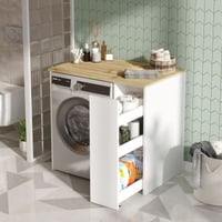 SA1 Meuble de salle de bain | 100 % MÉLAMINE | Noyer, Blanc