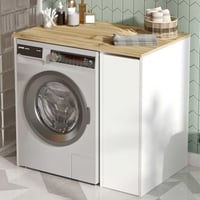 Locelso Armoire de salle de bain | 100% Mélamine | Epaisseur 18mm | Cadre en métal | Largeur 93 | Noyer Blanc