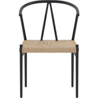 Chaise de salle à manger Alfons Venture Design - Acier & Rotin - 58x55x74cm - Noir/Naturel