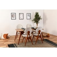 Touch Wooden Ensemble table et chaises (5 pièces) | 100 % MÉLAMINE | Noyer, crème