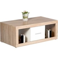 Table basse Brekalo 115cm avec 2 tiroirs - chêne/blanc 