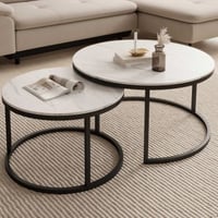 Tables basses Gino - lot de 2 - Ø80x45cm - décor marbre