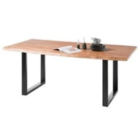 Table à manger Indra rectangle 180x90cm-plateau acacia et des pieds noirs