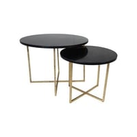 Tables basses Gatsby ensemble de 2 marbre et métal - noir/or