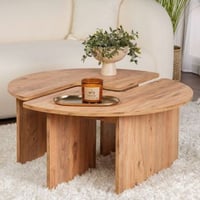 Table basse Moira - Ø90x41cm - 2 tables - Pin Atlantique