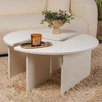 Table basse Moira - Ø90x41cm - 2 tables - bois blanc