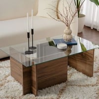 Table basse Vetrino - 105x65x40cm - verre trempé - noyer