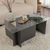 Table basse Vetrino - 105x65x40cm - verre trempé - anthracite