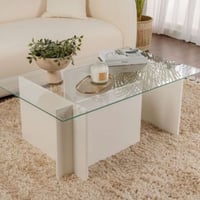 Table basse Vetrino - 105x65x40cm - verre trempé - blanc
