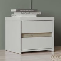 Table de chevet Clyde - 2 tiroirs - blanc/décor chêne