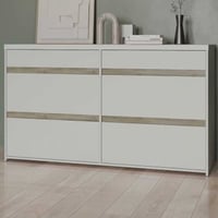 Chiffonier Clyde - avec 6 tiroirs - blanc/décor chêne