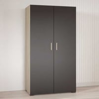 Armoire Liva 2 portes tournantes, 1 tringle et 4 étagères-chêne Kronberg/noir mat