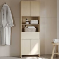 Armoire colonne Poema - 64x33x185cm - 4 portes & 1 tiroir - chêne