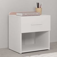Table de chevet Reverso - 34x40x45cm - avec tiroir de rangement - blanc/rose