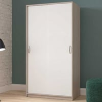 Armoire Rollo - 102x55x192cm - 2 portes - blanc/décor chêne