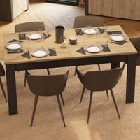 Table à manger extensible Aubrey - 170-230x90x77cm - décor chêne/noir