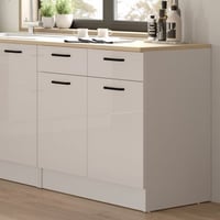 Meuble de cuisine Bianco - 80x60x90cm - 2 portes & 2 tiroirs - blanc brillant