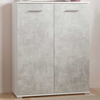 Armoire à chaussures Ravito - 80x35x102cm - 2 portes - aspect béton/blanc