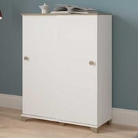 Armoire de rangement Liva 2 portes coulissantes-chêne Kronberg/blanc mat