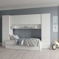 Lit simple Tidelle 90x200cm avec tiroir de lit et environnement - blanc