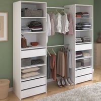 Armoire ouverte Anita - 200x50x200cm - 6 tiroirs - blanc