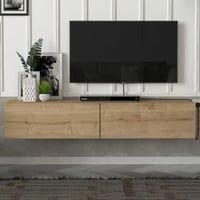 Meuble TV Aristo - 135x32x25cm - 2 portes - décor chêne