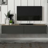Meuble TV Aristo - 135x32x25cm - 2 portes - anthracite/décor chêne