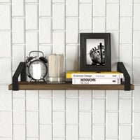 Tablette murale Arno - 45x14x10cm - noyer/noir