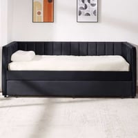 Lit banquette Auckland - 90 x 200 cm - Avec lit gigogne - Velours noir