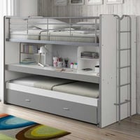 Lit mezzanine Bonny 80 avec bureau et tiroir de lit - gris