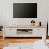 Meuble TV Berge 160cm 2 tiroirs - blanc/chêne 