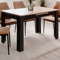 Table à manger extensible Birma - 125/165x80x75cm - chêne artisan/noir