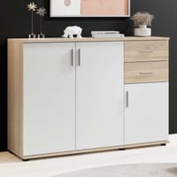 Commode Debby 3 portes 2 tiroirs - blanc/chêne