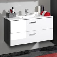 Meuble vasque Bobbi 80cm 2 tiroirs - graphite/blanc brillant