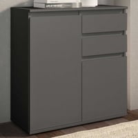 Commode Brest - 80x35x84cm - 2 portes & 2 tiroirs - anthracite