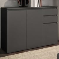 Bahut Brest - 119x35x84cm - 3 portes & 2 tiroirs - anthracite