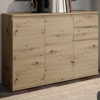 Bahut Brest - 119x35x84cm - 3 portes & 2 tiroirs - décor chêne